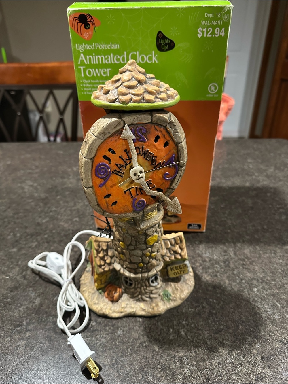 Orange and Cream Animated Porcelain Clock Tower